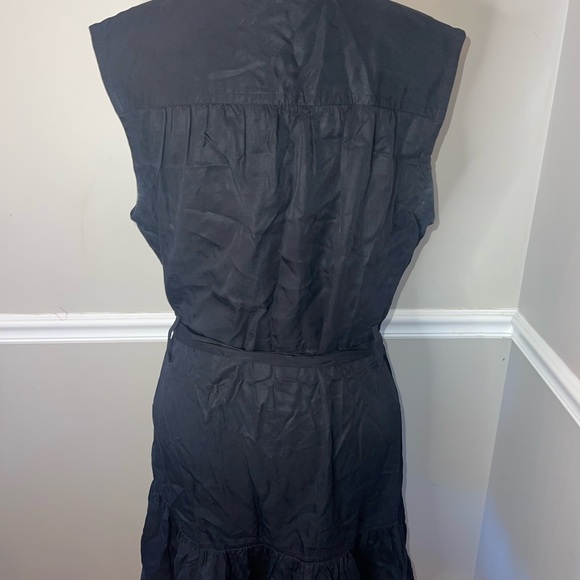 Banana Republic Factory Tencel Black Mini Sleeveless Dress Tie Waist Womens L - Picture 4 of 6